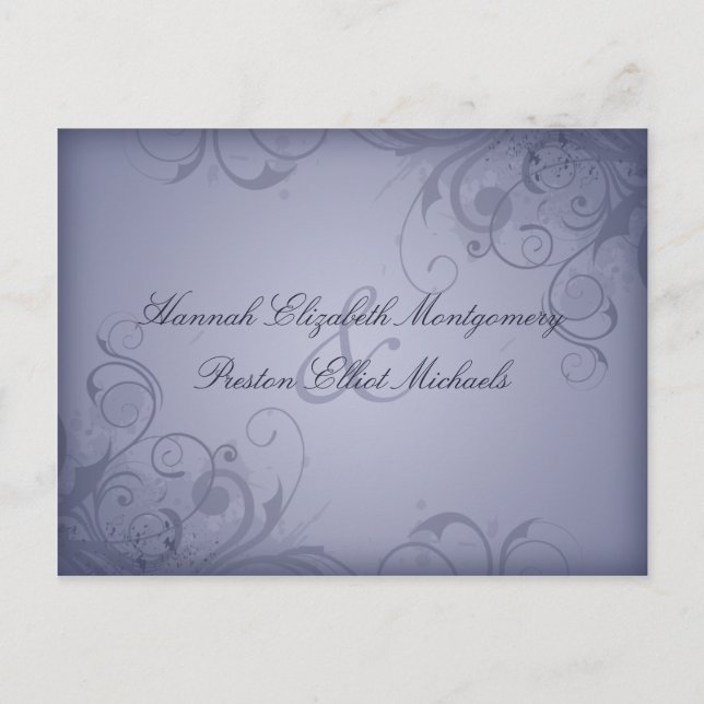 Winter Garden Metallic Blue Wedding Response/RVSP Einladungspostkarte (Vorderseite)