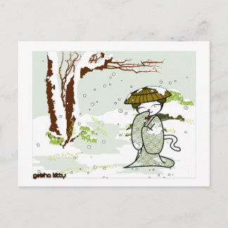 Winter Geisha Kitty Postkarte