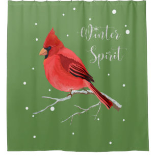 Winter-Geist-roter Kardinals-Weihnachtsvogel Duschvorhang
