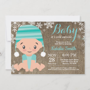 Winter Gelbe Babyparty-Einladung Jute Einladung