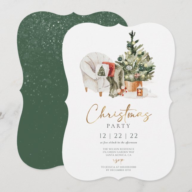 Winter Gemütliche Weihnachtsfeier Party Einladung (Vorne/Hinten)