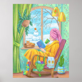 Winter gemütliche Zuhause-Illustration Poster