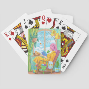 Winter gemütliche Zuhause-Illustration Spielkarten