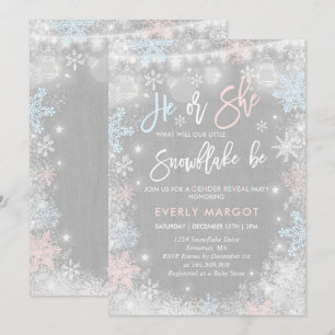 Winter Gender offenbaren Einladung rustikale Babyd