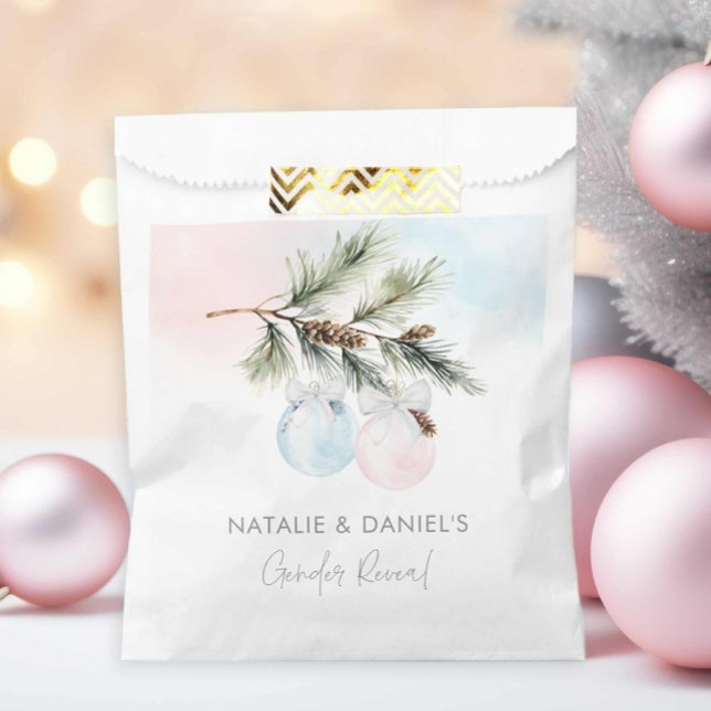 Winter Gender offenbaren rosa und blau Geschenktütchen (Pink and Blue Gender Reveal Treat Bag)