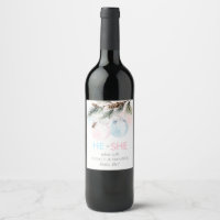 Winter Gender Reveal Baby Shower Wine Label Set