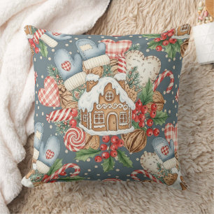 Winter-Gingerbread-Häuschen - Handschuhe Kissen