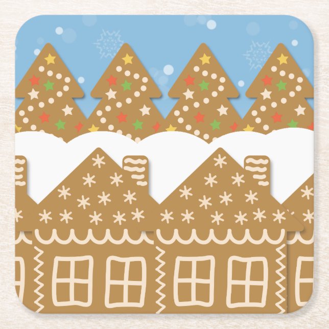 Winter Gingerbread Street Rechteckiger Pappuntersetzer (Vorderseite)