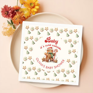 Winter Gingerbrot Weihnachtsbaum Kinderdusche Serviette