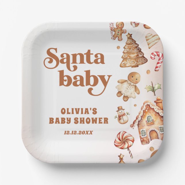 Winter Gingerbrot Weihnachtskochdusche Pappteller (Vorderseite)