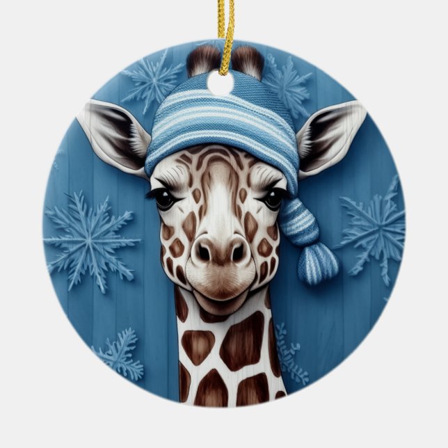 Winter Giraffe Snowflake Ornament (Vorne)