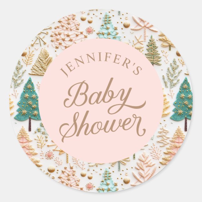 Winter Girl Baby Dusche Runder Aufkleber (Vorderseite)