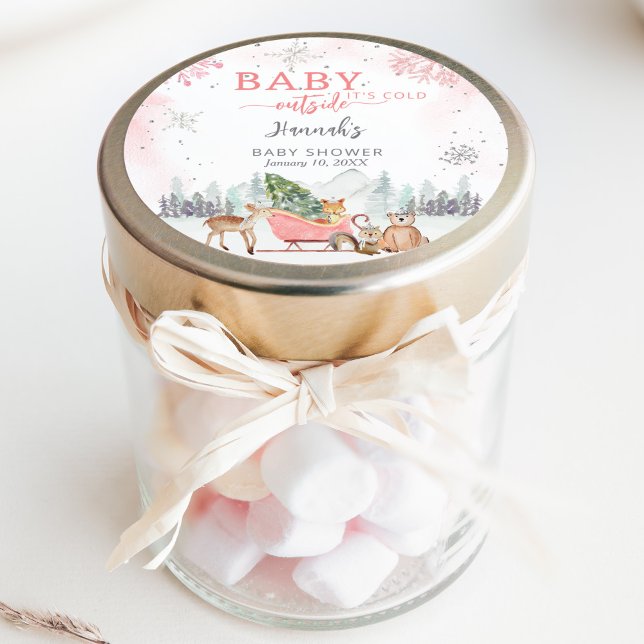 Winter Girl Baby It's Cold Outside Dusche Gefallen Runder Aufkleber (Von Creator hochgeladen)