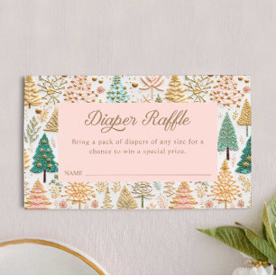Winter Girl Baby Showdiaper Raffle Ticket Begleitkarte