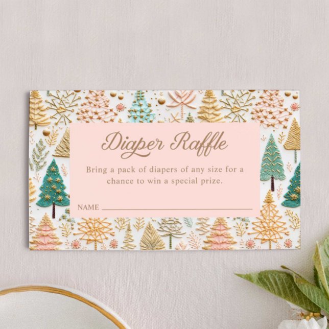 Winter Girl Baby Showdiaper Raffle Ticket Begleitkarte (Winter girl baby shower Diaper Raffle Ticket)