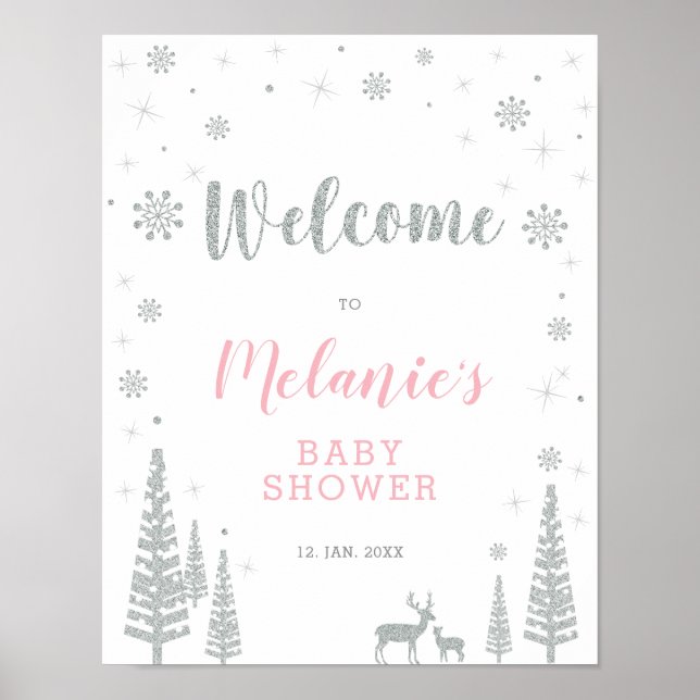 Winter Girl Babydusche, Sprinkle Begrüßungszeichen Poster (Vorne)