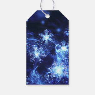 Winter Glanz Blaue Schneeflocken Geschenkanhänger