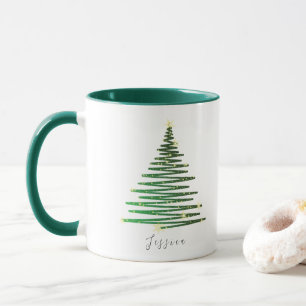 Winter Glitzer Grüner Baum Personalisiert Weihnach Tasse
