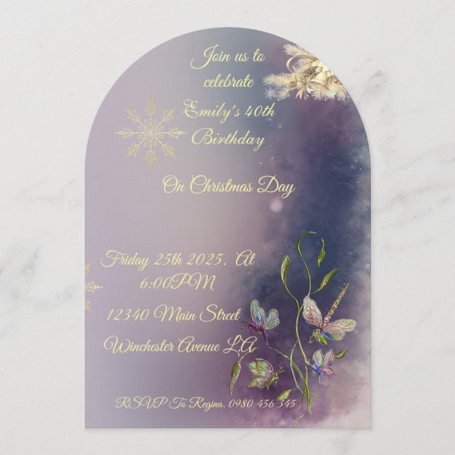 Winter Glow Birthday Flat Greeting Card Einladung (Vorderseite)