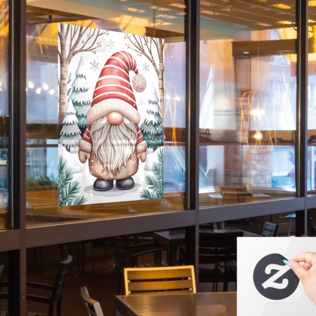 Winter Gnome Window Cling Fensteraufkleber (Restaurantfenster)