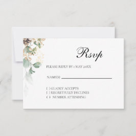 Winter Gold Floral RSVP card Karte