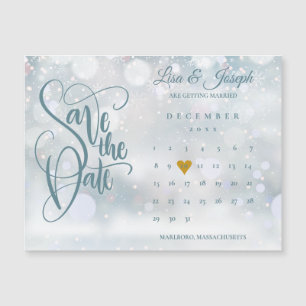 Winter Gold Herz Kalender Termin vormerken Magnetkarte