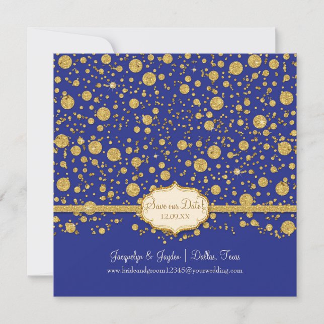 Winter Gold Leaf Glitzer Confetti Wedding Save The Date (Vorderseite)