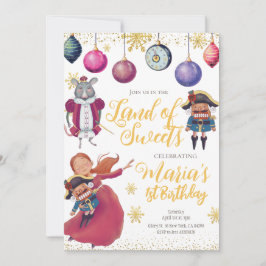 Winter Gold Nutcracker Anniversaire Invitation