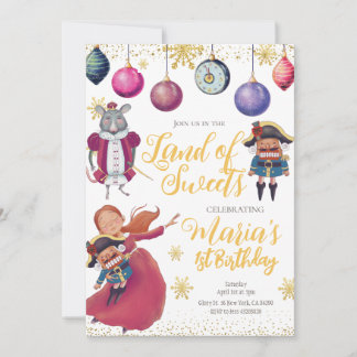 Winter Gold Nutcracker zum Geburtstag Einladung