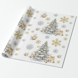 Winter Gold und Silber Pine Tree Geschenkpapier