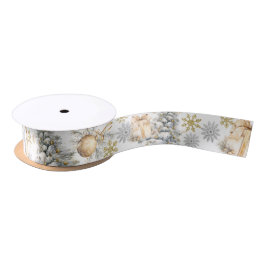 Winter Gold und Silber Pine Tree Satinband