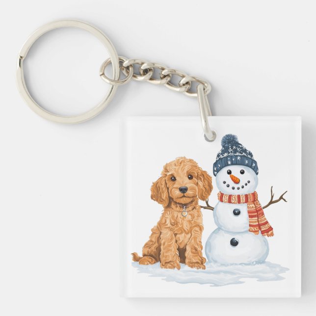 Winter Goldendoodle Dog Cute Snowman (Devant)