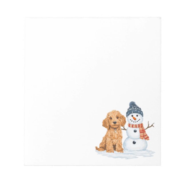 Winter Goldendoodle Dog Cute Snowman Notizblock (Vorderseite)