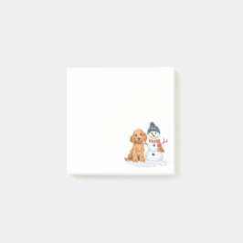 Winter Goldendoodle Dog Cute Snowman Post-it Klebezettel