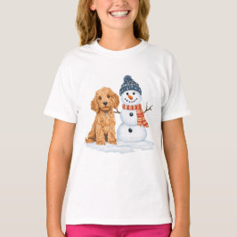 Winter Goldendoodle Dog Cute Snowman T-Shirt