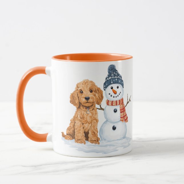 Winter Goldendoodle Dog Cute Snowman Tasse (Links)