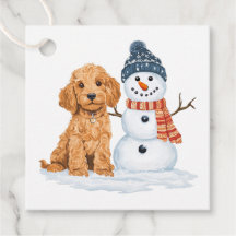 Winter Goldendoodle Hund Süßer Schneemann