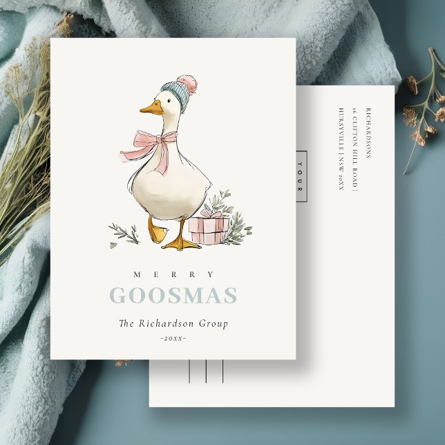 Winter Goose Christmas Business Corporate Logo Postkarte (Von Creator hochgeladen)