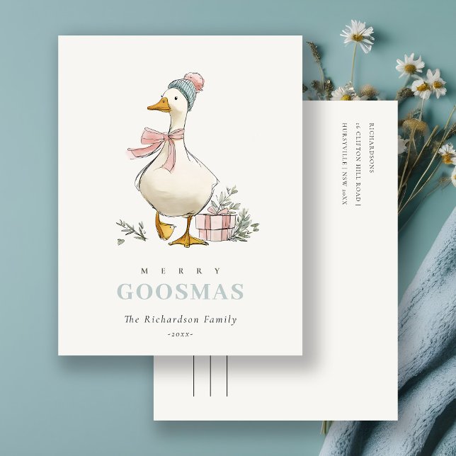 Winter Goose Christmas Funny Merry Goosmas  Postkarte (Von Creator hochgeladen)
