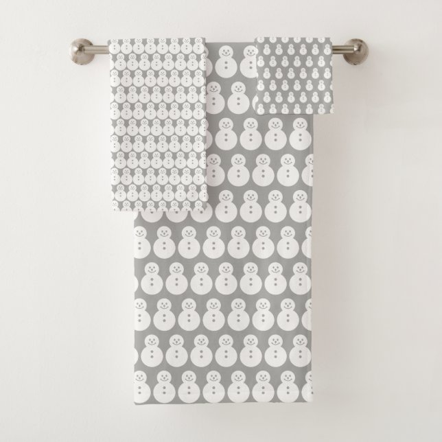 Winter-Grau-Schneemänner Badhandtuch Set (Insitu)
