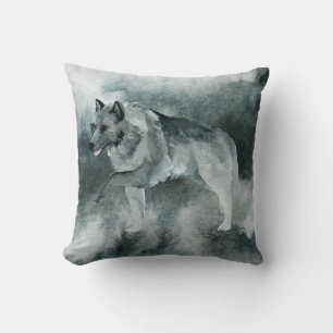 Winter Gray Wolf Throw Kissen