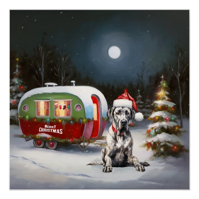 Winter Great Dane Caravan Weihnachtsabenteuer Poster (Vorderseite)