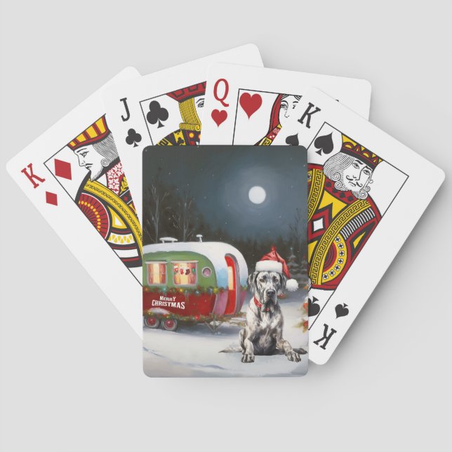 Winter Great Dane Caravan Weihnachtsabenteuer Spielkarten (Rückseite)