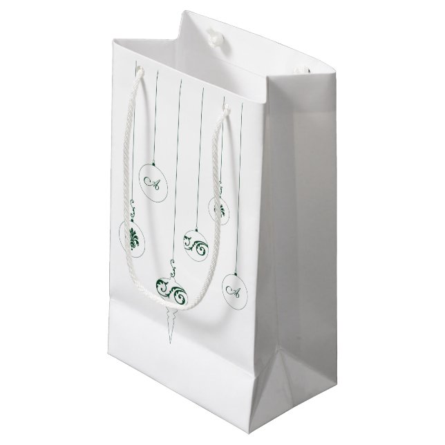Winter Green Bauble Hanging Ornamente Geschenktasc Kleine Geschenktüte (Vorderseite Schrägansicht)