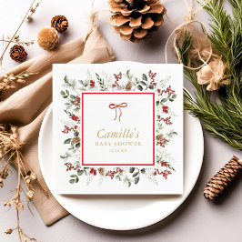 Winter Greenery Baby Shower Paper Napkins Serviette