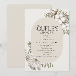 Winter Greenery Bloral Oval Couple Dusche Einladung