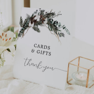 Winter Greenery Bouquet Cards and Gifts Zeichen Sockelschild