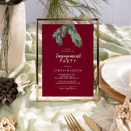 Winter Greenery Burgundy Engagement Party Einladung