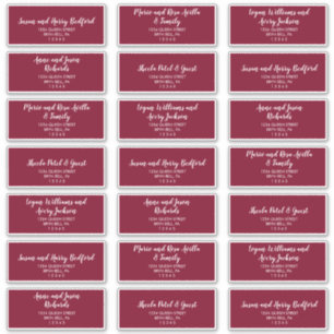 Winter Greenery Burgundy Wedding Guest Aufkleber