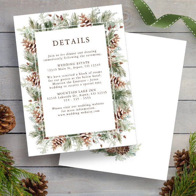 Winter Greenery Cartes Mariage de vacances (Winter Greenery Holiday Pine Wedding Enclosure Cards by Painted Paperie
)